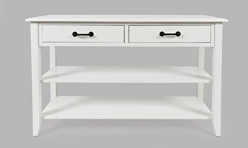 North Fork White Sofa Table w/2 Drawers by Jofran Furniture