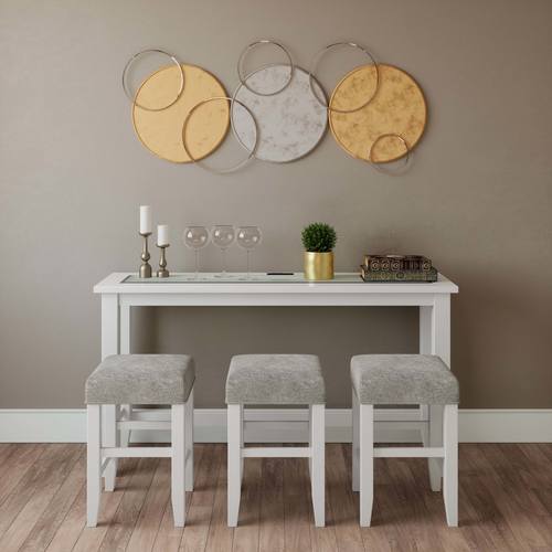 Urban Icon White Sofa Counter Dining 4Pc Set w/3 Upholstery Stools by Jofran