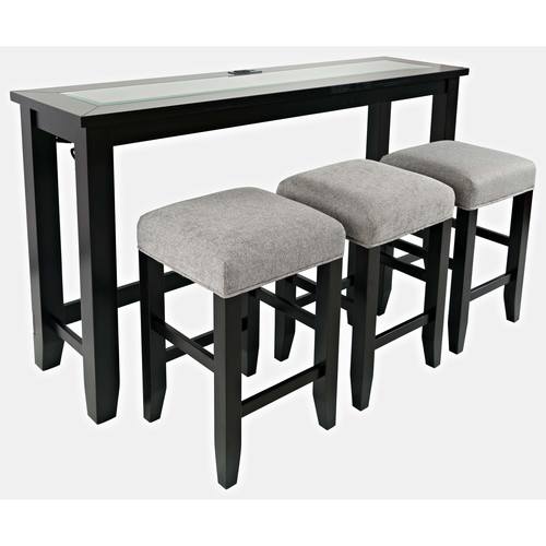 Urban Icon Black Sofa Counter Dining 4Pc Set w/3 Upholstery Stools by Jofran