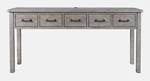 North Coast Wash Grey Console Table w/5 Drawers & USB Charging Station by Jofran