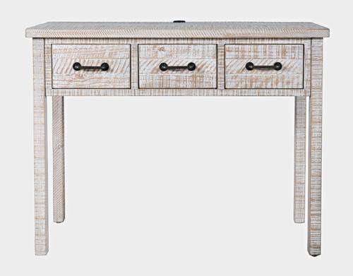 North Coast Wash White Accent Table w/3 Drawers & USB Charging Station by Jofran