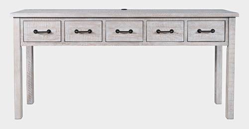 North Coast Wash White Console Table w/5 Drawers & USB Chaging Station by Jofran