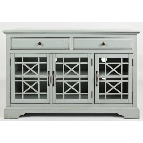 Craftsman 50 Inch Earl Grey Media Console w/3 Glass Doors & 2 Drawers by Jofran Furniture