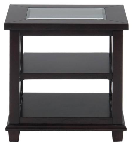 Panama Brown Contemporary Beveled Glass End Table w/Concentric Circle Design by Jofran Furniture