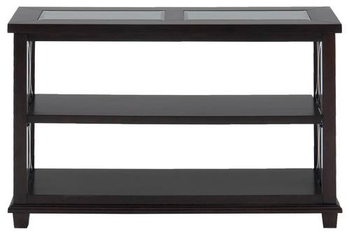 Panama Brown Contemporary Beveled Glass Sofa Table w/Concentric Circle by Jofran Furniture
