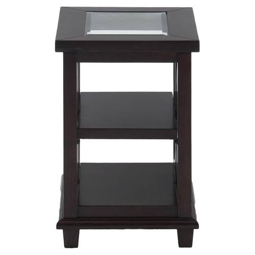 Panama Brown Contemporary Beveled Glass Chairside Table w/Concentric Circle Design by Jofran Furniture