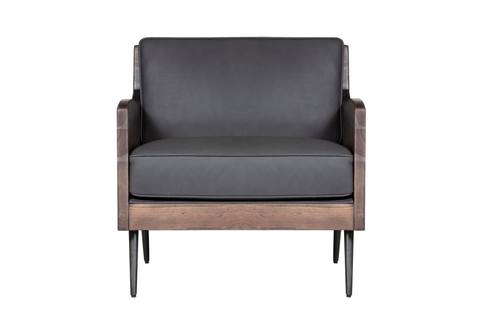 Karma Slate Leather & Wood Accent Chair by Jofran Furniture