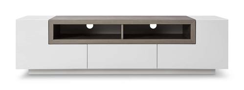 TV002 White High Gloss w/Gray Veneer TV Stand by J&M Furniture