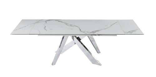 Carrara White Ceramic & Steel Extension Dining Table by J&M Furniture