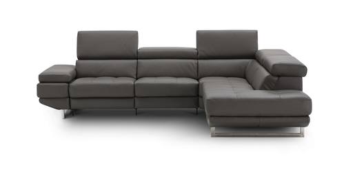 The Annalaise Recliner Leather Sectional in Dark Gray by J&M Furniture