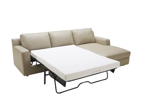 Jenny Premium Leather Beige Sectional Sofa Sleeper by J&M Furniture