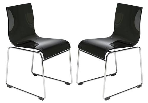 Lima Modern Transparent Black Acrylic Chair (Set of 2) by LeisureMod