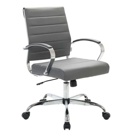 Benmar Leather Office Chair Grey by LeisureMod