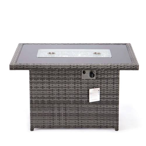Mace Grey Wicker Patio Modern Propane Fire Pit Table by Leisuremod