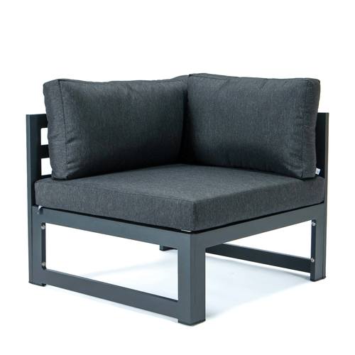 Chelsea Black 2-Piece Sectional Loveseat Black Aluminum w/Cushions by LeisureMod