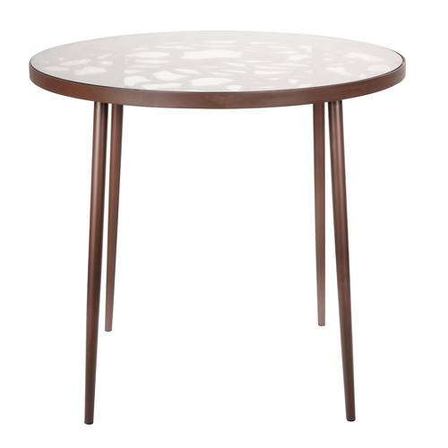 Devon Brown Tree Design Glass Top Aluminum Base Indoor/Outdoor Bistro Dining Table by LeisureMod