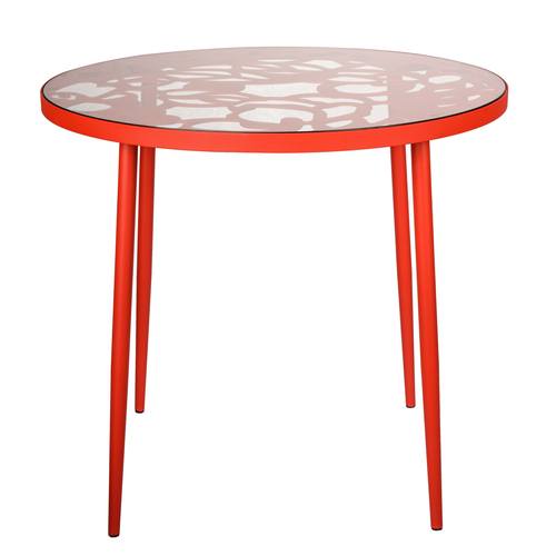 Devon Red Tree Design Glass Top Aluminum Base Indoor/Outdoor Bistro Dining Table by LeisureMod
