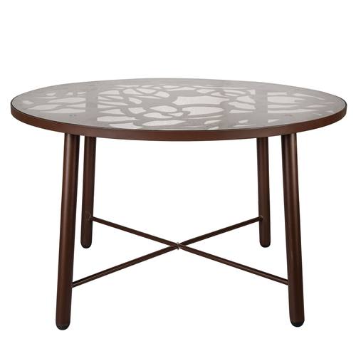 Devon Brown Tree Design Glass Top Aluminum Base Indoor Outdoor 47.25