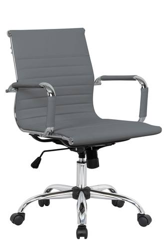 Harris Grey Ribbed Design Leatherette Office Chair by LeisureMod