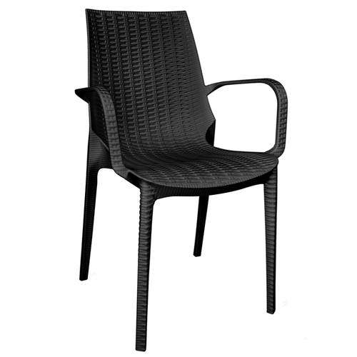 Kent Outdoor Dining Arm Chair Black by LeisureMod