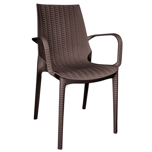 Kent Outdoor Dining Arm Chair Brown by LeisureMod