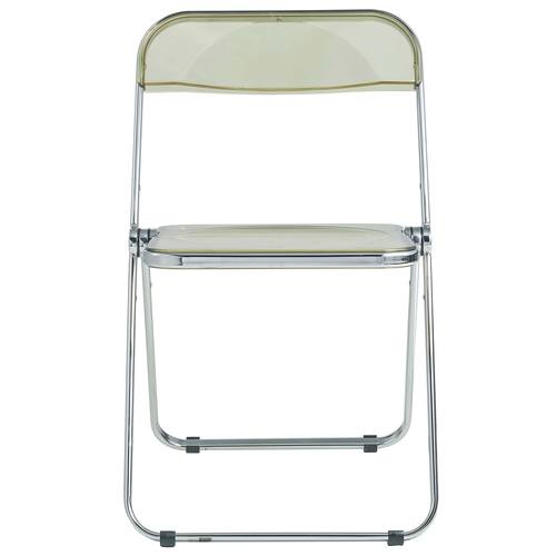 Lawrence Amber Acrylic Folding Chair w/Metal Frame by LeisureMod