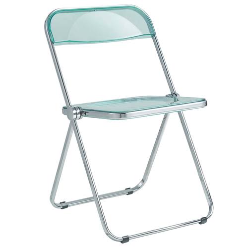 Lawrence Jade Green Acrylic Folding Chair w/Metal Frame by LeisureMod
