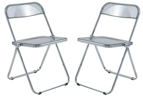 Lawrence Transparent Black Acrylic Folding Chair w/Metal Frame by LeisureMod