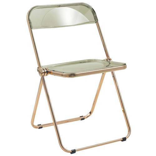 Lawrence Amber Acrylic Folding Chair w/Gold Metal Frame by LeisureMod