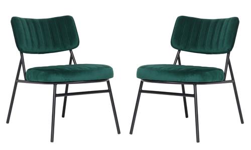 Marilane Velvet Accent Chair With Metal Frame Set of 2, Emerald Green by LeisureMod