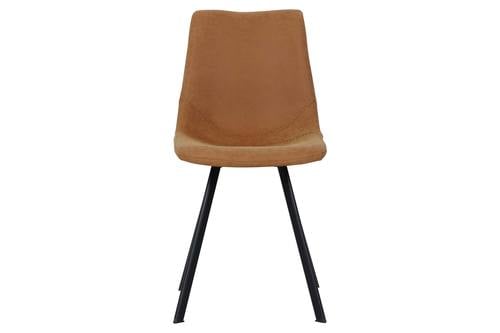 Markley Modern Leather Dining Chair With Metal Legs, Light Brown by LeisureMod