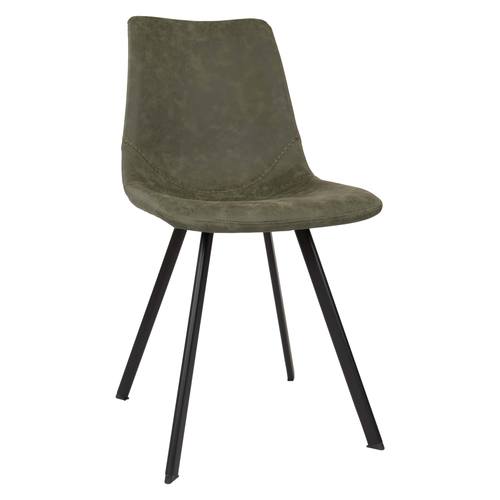 Markley Modern Leather Dining Chair With Metal Legs, Olive Green by LeisureMod