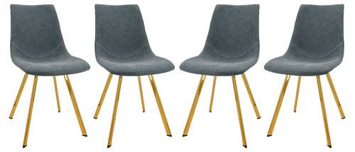 Markley Modern Leather Dining Chair w/Gold Legs Peacock Blue, Set of 4 by LeisureMod