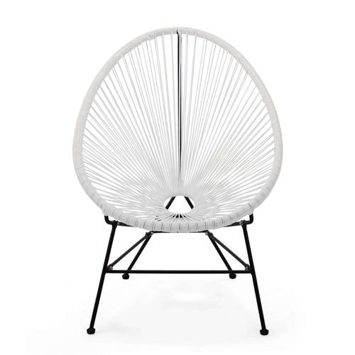 Montara White Modern 3 Piece Outdoor Acapulco Lounge Patio Set w/Glass Top Table by Leisuremod