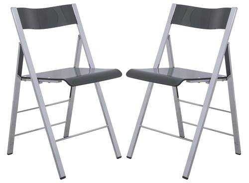 Menno Modern Transparent Black Acrylic Folding Chair (Set of 2) by LeisureMod