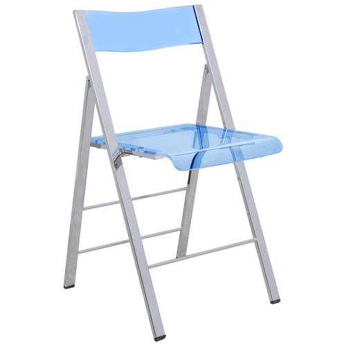 Menno Modern Blue Acrylic Folding Chair by LeisureMod