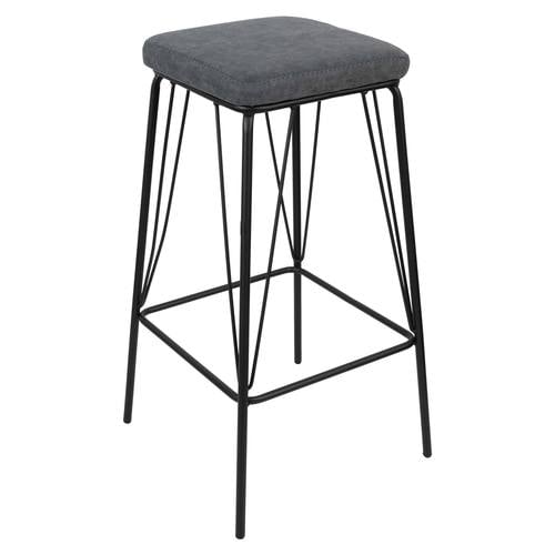 Millard Leather Bar Stool With Metal Frame, Peacock Blue by LeisureMod
