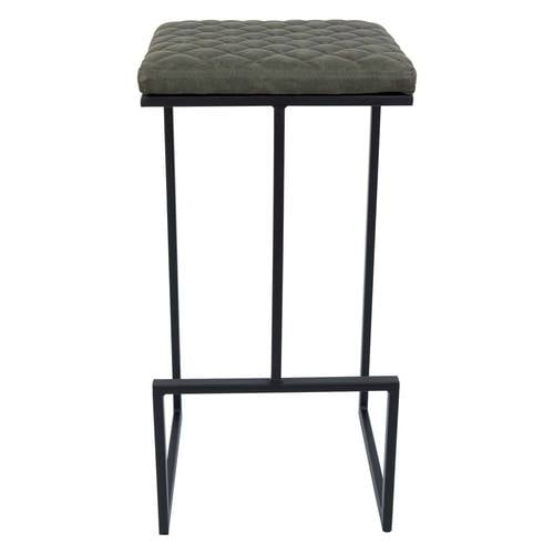 Quincy Quilted Stitched Leather Bar Stools With Metal Frame, Olive Green by LeisureMod