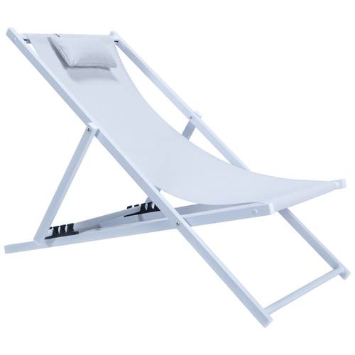 Sunset Gray Outdoor Sling Lounge Chair w/Headrest Cushion by LeisureMod