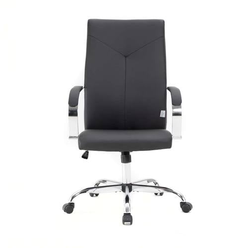 Sonora Black Modern High-Back Tall Adjustable Height Leather Conference Office Chair w/Tilt & 360 Degree Swivel by Leisuremod