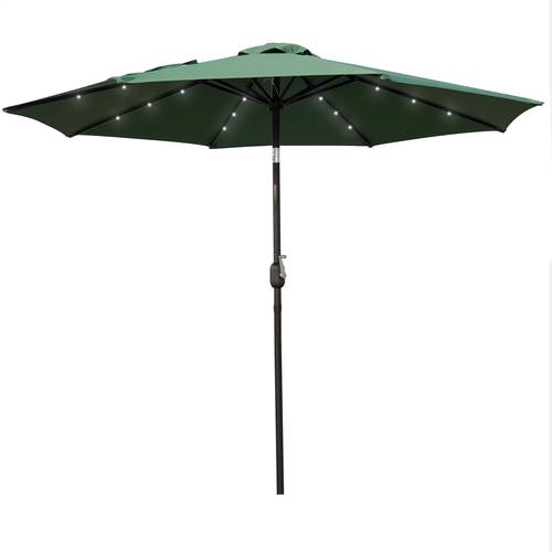 Sierra Green Modern 9 ft Steel Market Patio Umbrella w/Solar Powered Led & Tilt by LeisureMod