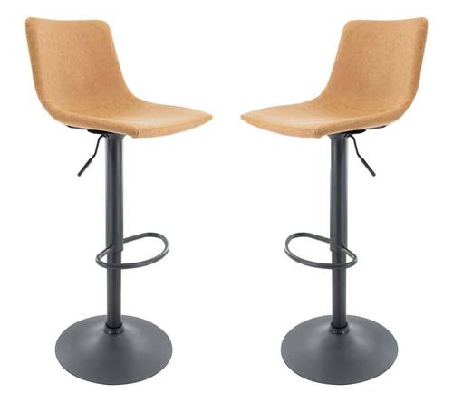 Tilbury Modern Adjustable Bar Stool w/Footrest & 360-Degree Swivel - Light Brown, (Set of 2) by LeisureMod
