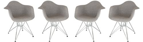 Willow Fabric Eiffel Accent Chair, Set of 4, Grey by LeisureMod