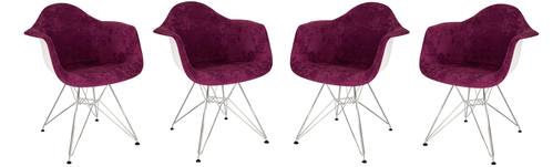 Willow Velvet Eiffel Metal Base Accent Chair Set of 4, Purple by LeisureMod