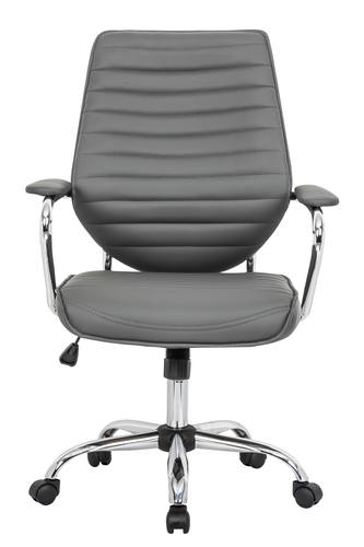 Winchester Grey Home Leather Office Chair by LeisureMod