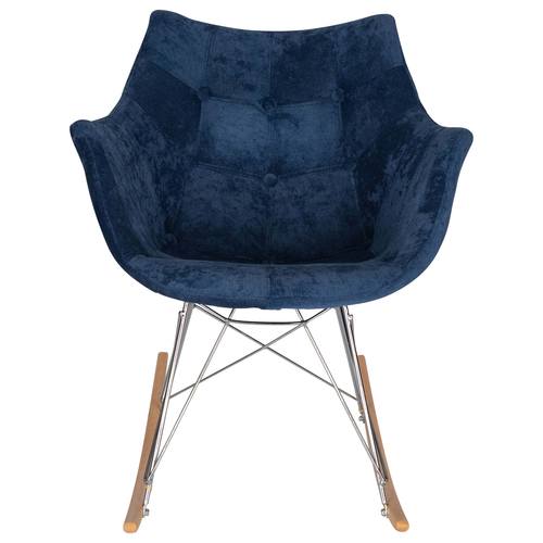 Willow Velvet Eiffel Base Rocking Chair, Navy Blue by LeisureMod