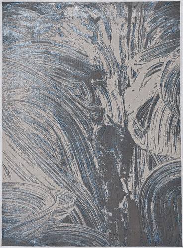 Luna Silver/Blue Stroked Area Rug by KAS Rugs