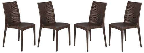 Weave Mace Brown Armless Dining Chair (Set of 4) by LeisureMod