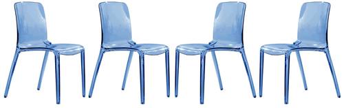 Murray Modern Transparent Blue Dining Chair (Set of 4) by LeisureMod