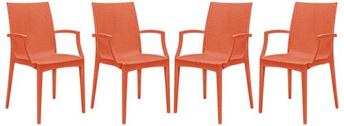 Weave Mace Orange Chair w/Arms (Set of 4) by LeisureMod